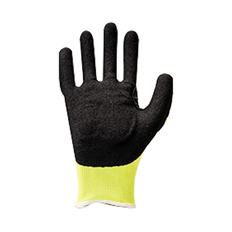 13G HPPE / vitreum fibra liner cum nitrile arenoso coating-sutura PVC in dorso et EVA in palma, ad pollex inguine roboratur