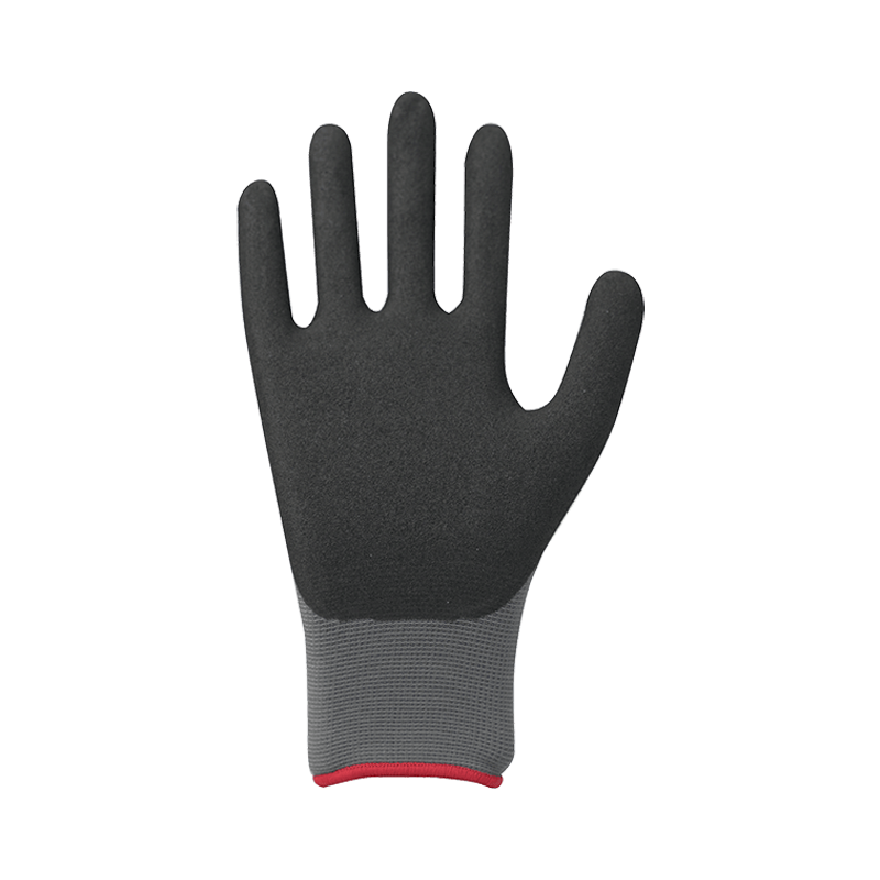 15G nylon/spandex liner cum nitrile arenoso coating, nitrile color in dorso